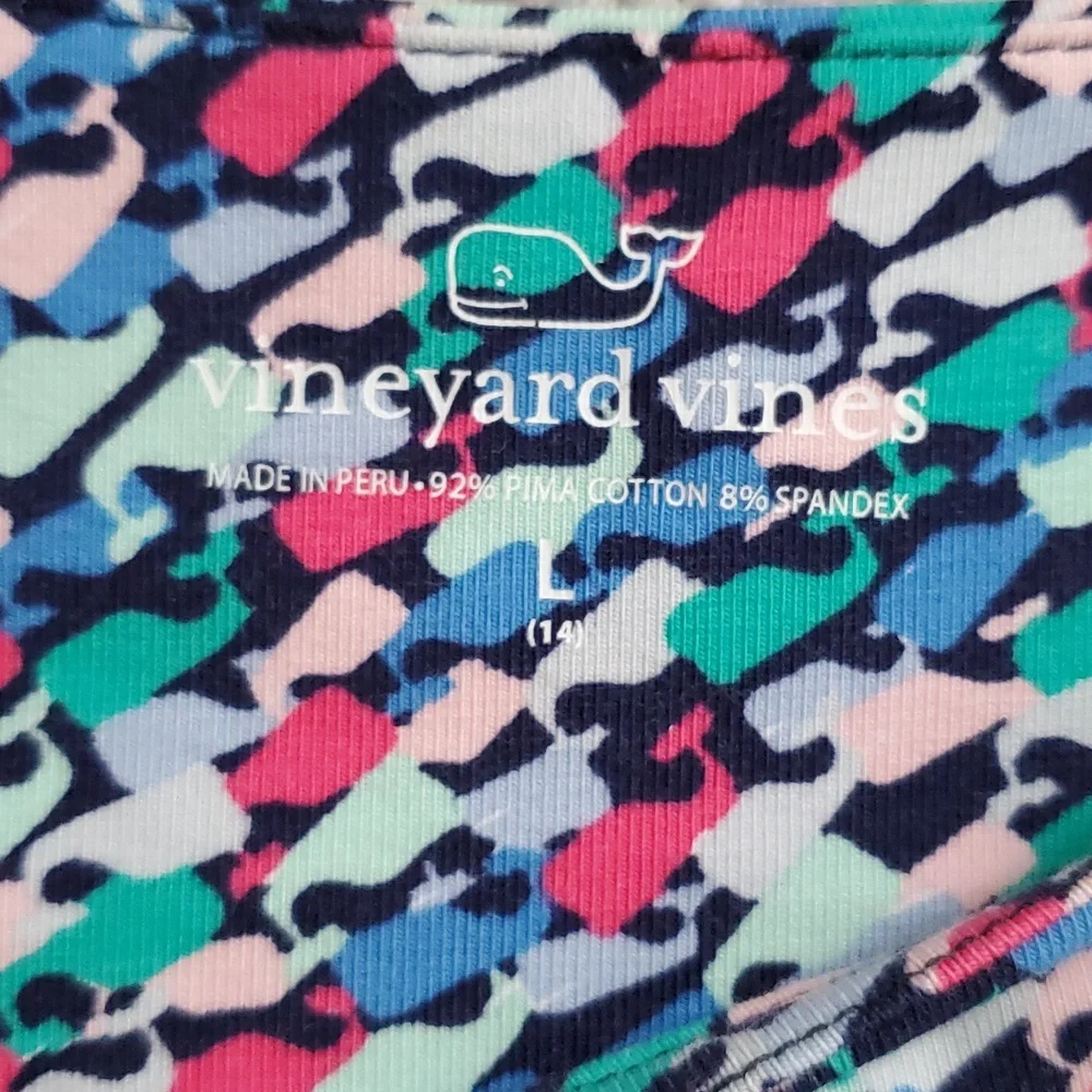 Vineyard Vines Girls Multicolor Whale Overprint 3/4 Sleeve Dress SzL (14)